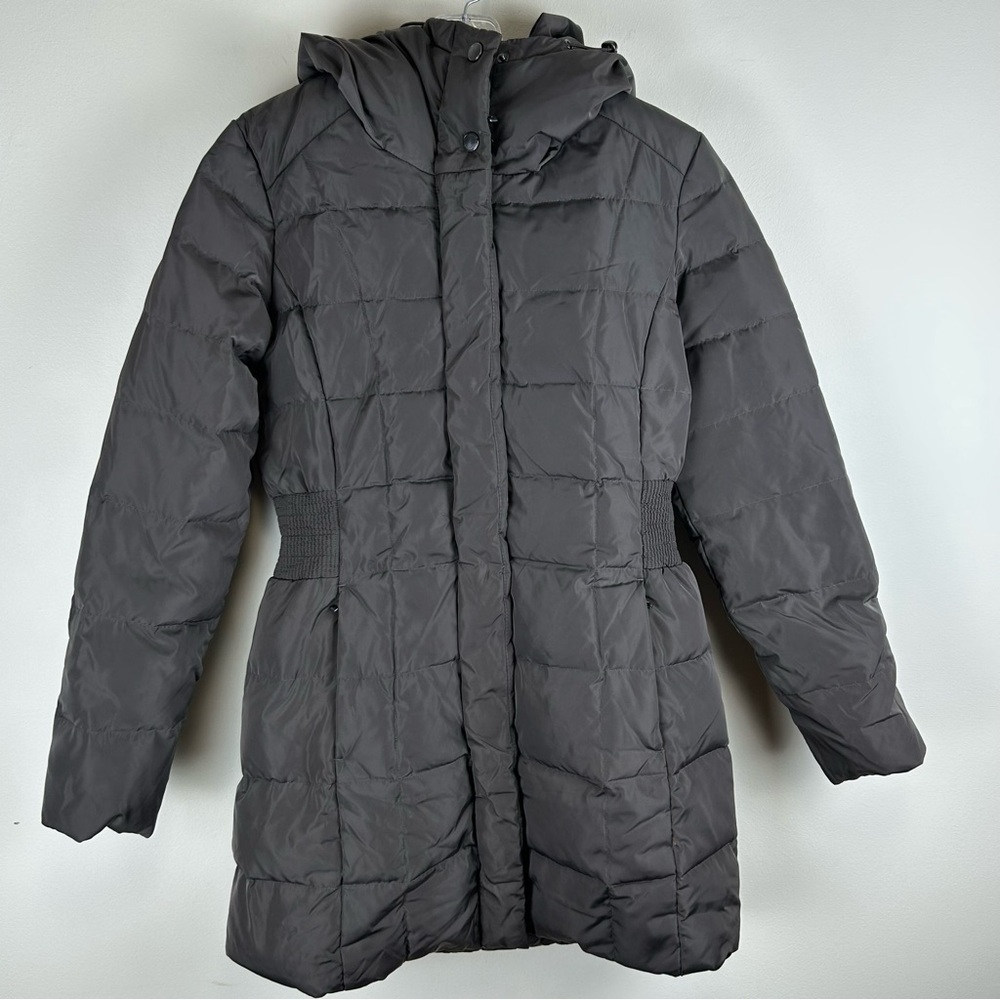Cole Haan Signature Charcoal Down Puffer  XS Warm Quilted Hooded Winter Jacket